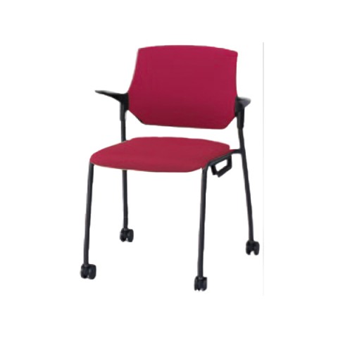 イトーキ ミーティングチェア・多目的チェア 完成日 組立不要 ステンザ クロスバック・キャスター付 布 ブラックシェル KLC-585GB-TTM5