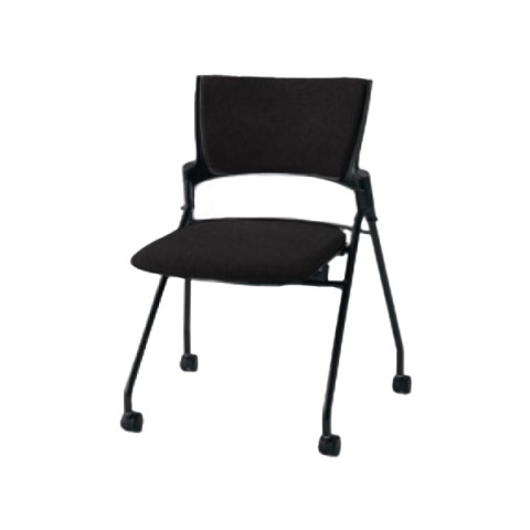イトーキ ミーティングチェア・多目的チェア 完成日 組立不要 マノス マルチスタッキングタイプ(平積み5脚まで) 肘なし 背パッド付 布地 ベースカラーTT(背シェル:ブラック フレーム:ブラック) KLD-320SAS-TTT1