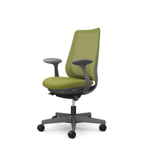 オカムラ オフィスチェア 完成日 組立不要 ポータム スタンダードバック 背メッシュタイプ デザインアーム フレームカラー・脚カラー:ダークグレー ウレタンキャスター ランバーサポート有 張材:プレーン CF21ZE-FKB5