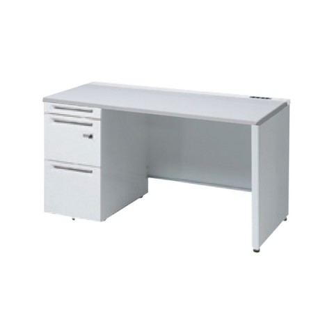 オカムラ オフィスデスク 完成日 組立不要 アドバンス 片袖机 パネル脚(ダイヤル錠) 3段袖 中央引き出し無 コンセント対応タイプ 左袖 3V1JZJ-MK28