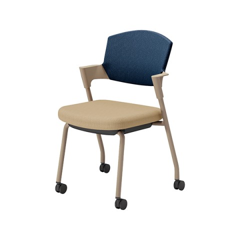 コクヨ ミーティングチェア・多目的チェア 完成日 組立不要 プロッティ キャスタータイプ ナイロンキャスター 背座クッションタイプ 座カラー:ソフトベージュ 肘付きチェアー(ベージュ塗装脚) 布 標準スタック可能 K17-Z22CW-1KT72