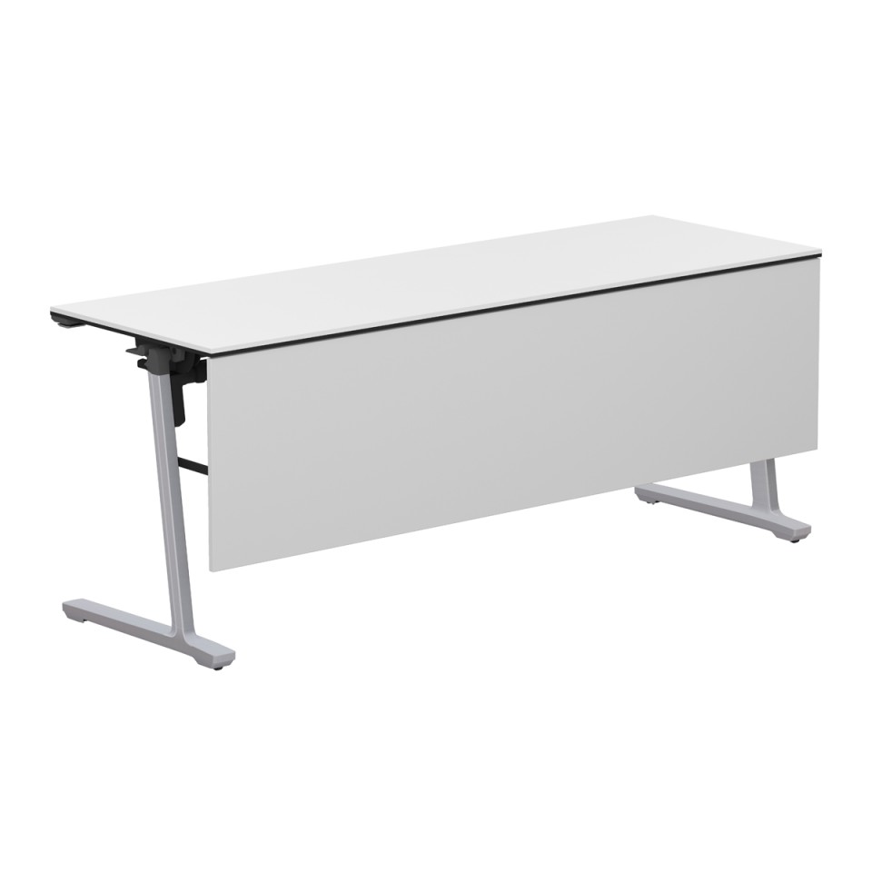 コクヨ ミーティングテーブル 完成日 組立不要 カーム フラップテーブル(木パネル・直線タイプ) 連動ロック・天板フラップ式 棚付き・電源コンセントなし 脚カラー:フラットシルバー KT-PWS1401P81PAWNN