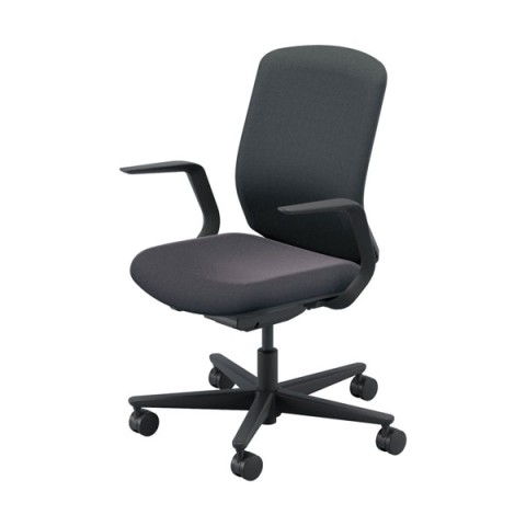 ウチダ オフィスチェア 完成日 組立不要 カリッサ 2 クロスタイプ ブラックフレーム キャスター:ナイロン L型肘 単色タイプ CR2A-211CBB-L PA 5-371-11BB