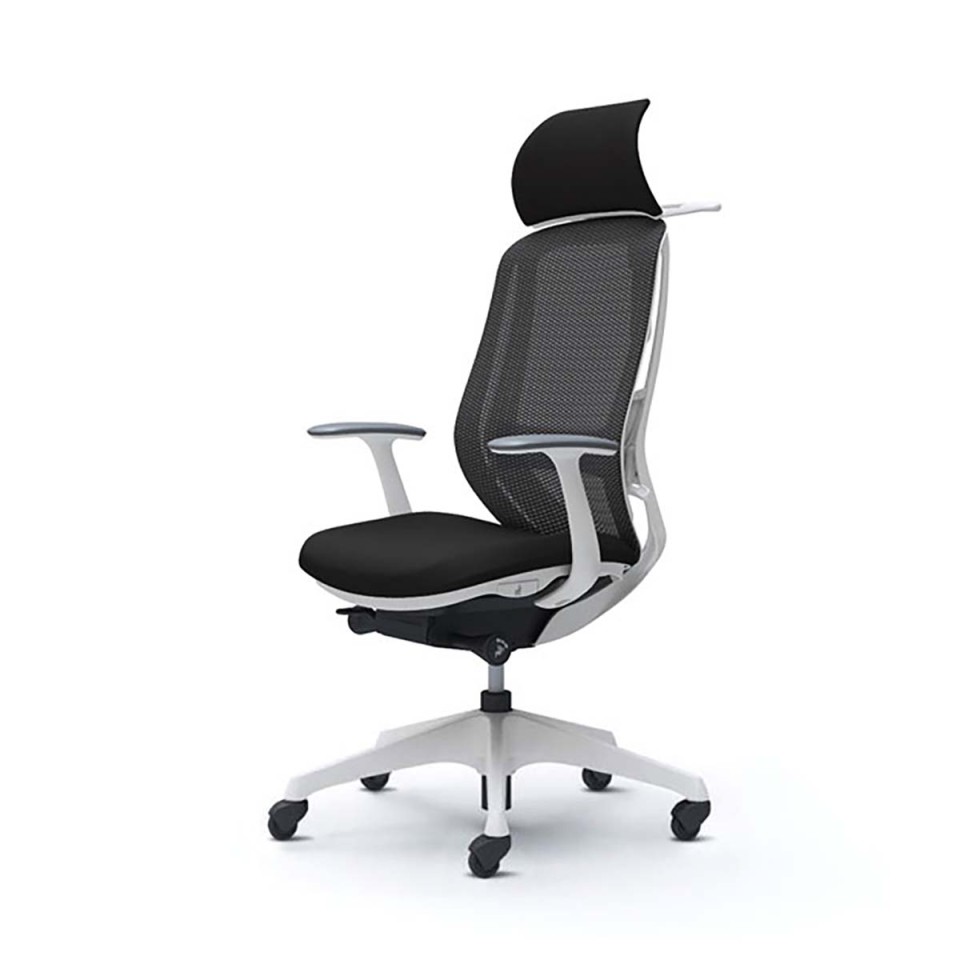 オカムラ オフィスチェア 完成日 組立不要 シルフィー エクストラハイバック メッシュタイプ デザインアーム付 ホワイトボディ 樹脂脚 ハンガー・ランバーサポート付 ゴムキャスター C64BVZ-FMP1