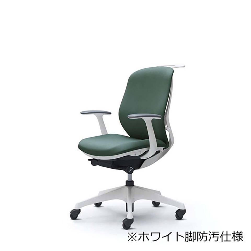 オカムラ オフィスチェア 完成日 組立不要 シルフィー ローバック クッション(インターロック)タイプ デザインアーム付 ホワイトボディ 樹脂脚(防汚仕様) ハンガー付 ゴムキャスター C644VG-FXW5