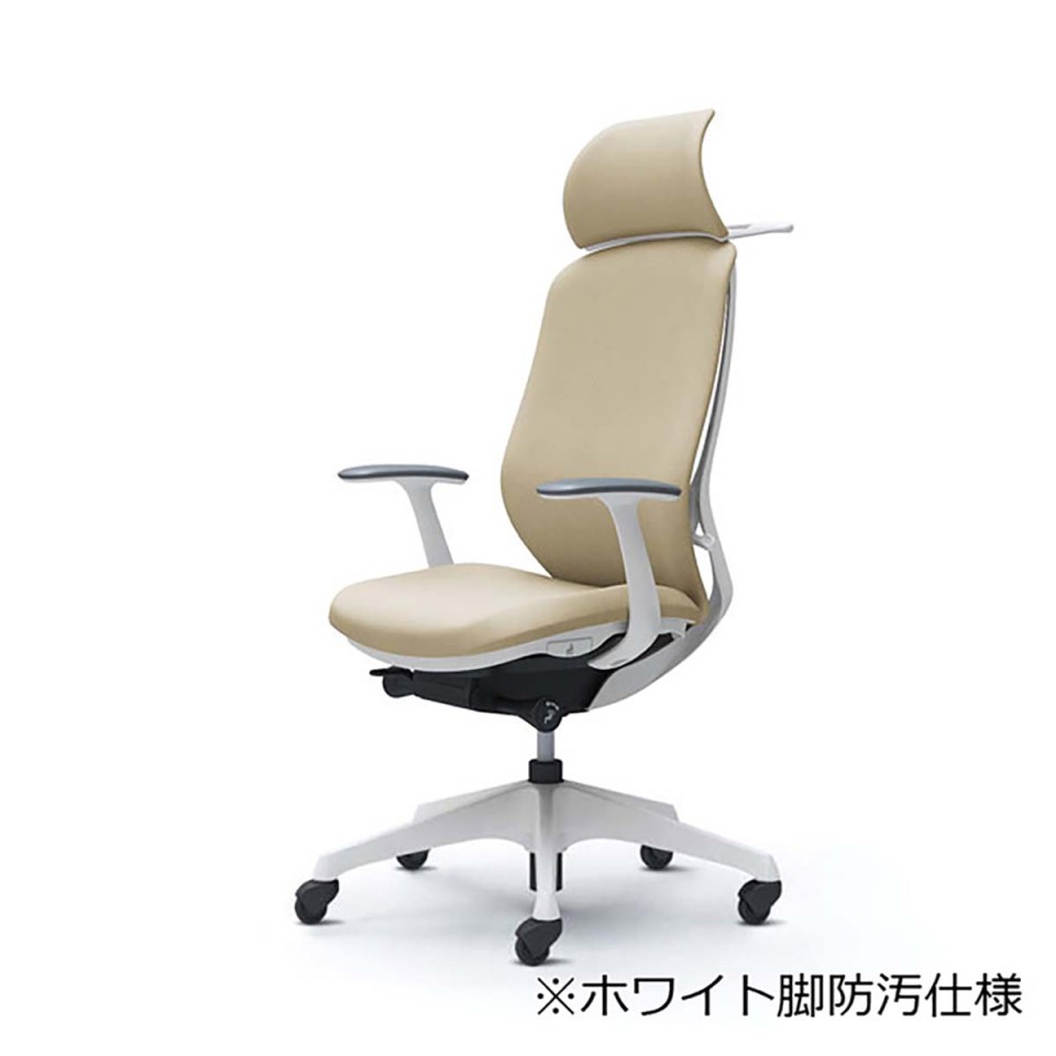 オカムラ オフィスチェア 完成日 組立不要 シルフィー エクストラハイバック クッション(インターロック)タイプ デザインアーム付 ホワイトボディ 樹脂脚(防汚仕様) ハンガー付 ゴムキャスター C64DVG-FXW2