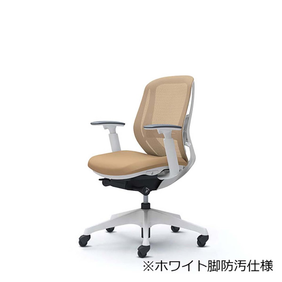 オカムラ オフィスチェア 完成日 組立不要 シルフィー ローバック メッシュタイプ アジャストアーム付 ホワイトボディ 樹脂脚(防汚仕様) ランバーサポート付 ゴムキャスター C681VJ-FMP7
