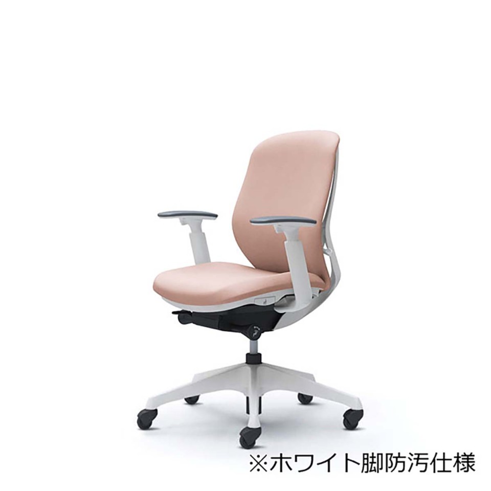 オカムラ オフィスチェア 完成日 組立不要 シルフィー ローバック クッション(インターロック)タイプ アジャストアーム付 ホワイトボディ 樹脂脚(防汚仕様) ゴムキャスター C683VG-FXW8