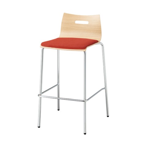 ウチダ ミーティングチェア・多目的チェア 完成日 組立不要 RBK-2N 4本脚 ハイタイプ ビニールレザー張り メッキ脚 RBK-2NH 6-450-5375