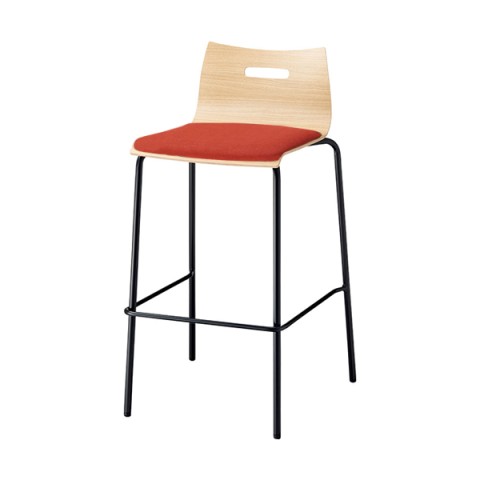 ウチダ ミーティングチェア・多目的チェア 完成日 組立不要 RBK-2N 4本脚 ハイタイプ ビニールレザー張り ブラック脚 RBK-2NHB 6-450-5455