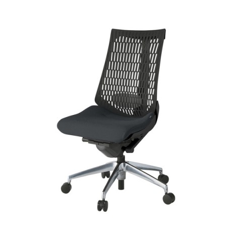 イトーキ オフィスチェア 完成日 組立不要 アクトチェア エラストマーバック 座PS張地 アルミミラー脚 肘なし ナイロン双輪キャスター ランバーサポート付 ハンガーなし KG420PS-ZTT1T1