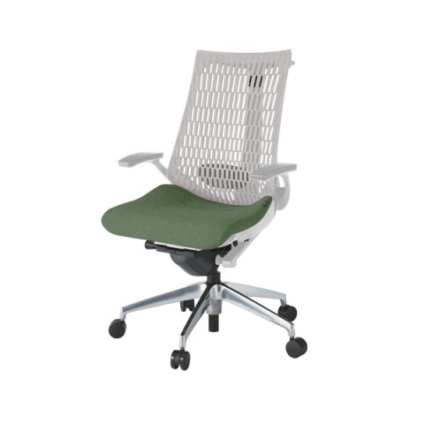 イトーキ オフィスチェア 完成日 組立不要 アクトチェア エラストマーバック 座PS張地 アルミミラー脚 T型肘 ナイロン双輪キャスター ランバーサポート付 ハンガー付き KG425PSHZNQ2T6