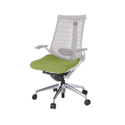 イトーキ オフィスチェア 完成日 組立不要 アクトチェア エラストマーバック 座PS張地 アルミミラー脚 T型肘 ナイロン双輪キャスター ランバーサポート付 ハンガー付き KG425PSHZNQ6T6