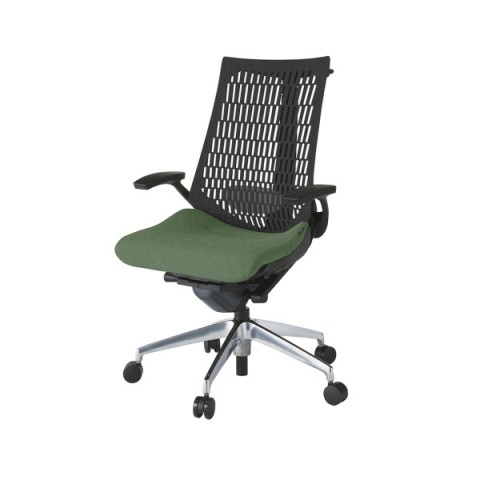 イトーキ オフィスチェア 完成日 組立不要 アクトチェア エラストマーバック 座PS張地 アルミミラー脚 T型肘 ナイロン双輪キャスター ランバーサポート付 ハンガー付き KG425PSHZTQ2T1