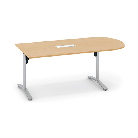 コクヨ ミーティングテーブル 完成日 組立不要 ビエナ 天板固定テーブル T字脚・U字形天板 塗装脚テーブル 配線ボックス付き 脚カラー(フラットシルバー) MT-VU189BP81MT1-C