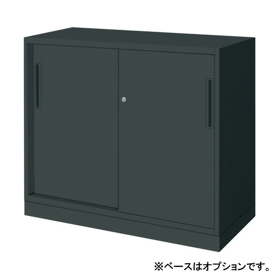 コクヨ オフィスキャビネット・収納家具 完成日 組立不要 EDIA・ブラック H700タイプ 下置き 2枚引き違い戸 2段 BWU-HD239E6A