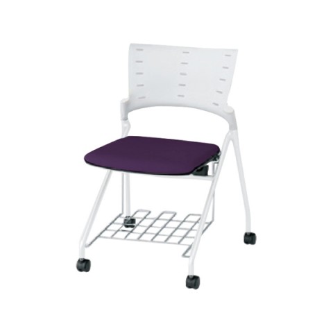 イトーキ ミーティングチェア・多目的チェア 完成日 組立不要 マノス ネスタブルタイプ 肘なし 棚付 抗ウイルス布地 ベースカラーWW(背シェル:オフホワイト フレーム:ホワイト) KLD-310PVR-WWX7