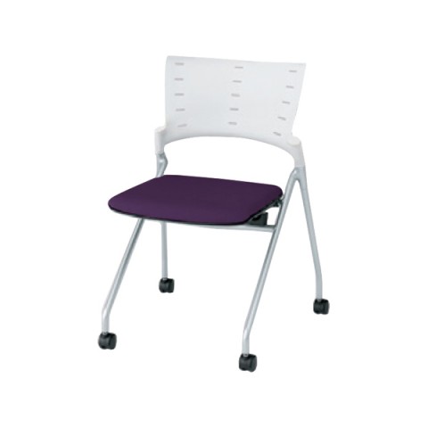 イトーキ ミーティングチェア・多目的チェア 完成日 組立不要 マノス ネスタブルタイプ 肘なし 抗ウイルス布地 ベースカラーZW(背シェル:オフホワイト フレーム:シルバーメタリック) KLD-310PV-ZWX7