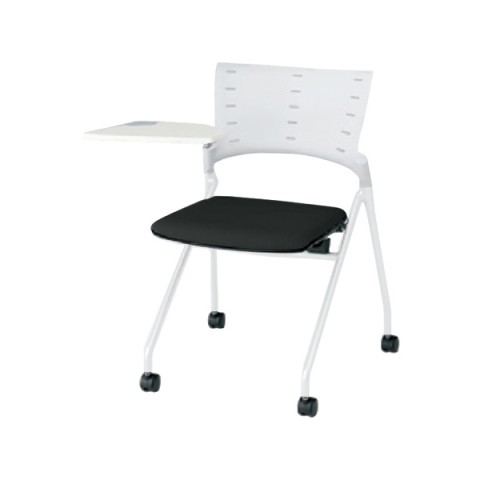 イトーキ ミーティングチェア・多目的チェア 完成日 組立不要 マノス ネスタブルタイプ 肘なし メモ台付 抗ウイルス布地 ベースカラーWW(背シェル:オフホワイト フレーム:ホワイト メモ台:ホワイトグレー) KLD-312PV-WWT1