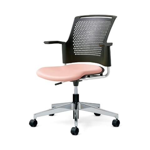 プラス オフィスチェア 完成日 組立不要 チェダーシー ビニルレザー 回転脚タイプ 背ヌード 肘付き ブラックシェル ウレタンキャスター MB-W65NHL-N-UC 509-108