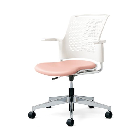 プラス オフィスチェア 完成日 組立不要 チェダーシー ビニルレザー 回転脚タイプ 背ヌード 肘付き ホワイトシェル ウレタンキャスター MB-W55NHL-N-UC 509-543