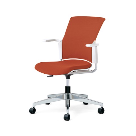 プラス オフィスチェア 完成日 組立不要 チェダーシー 回転脚 背クッション 肘付き ホワイトシェル ウレタンキャスター MB-W54SL-N-UC 509-808