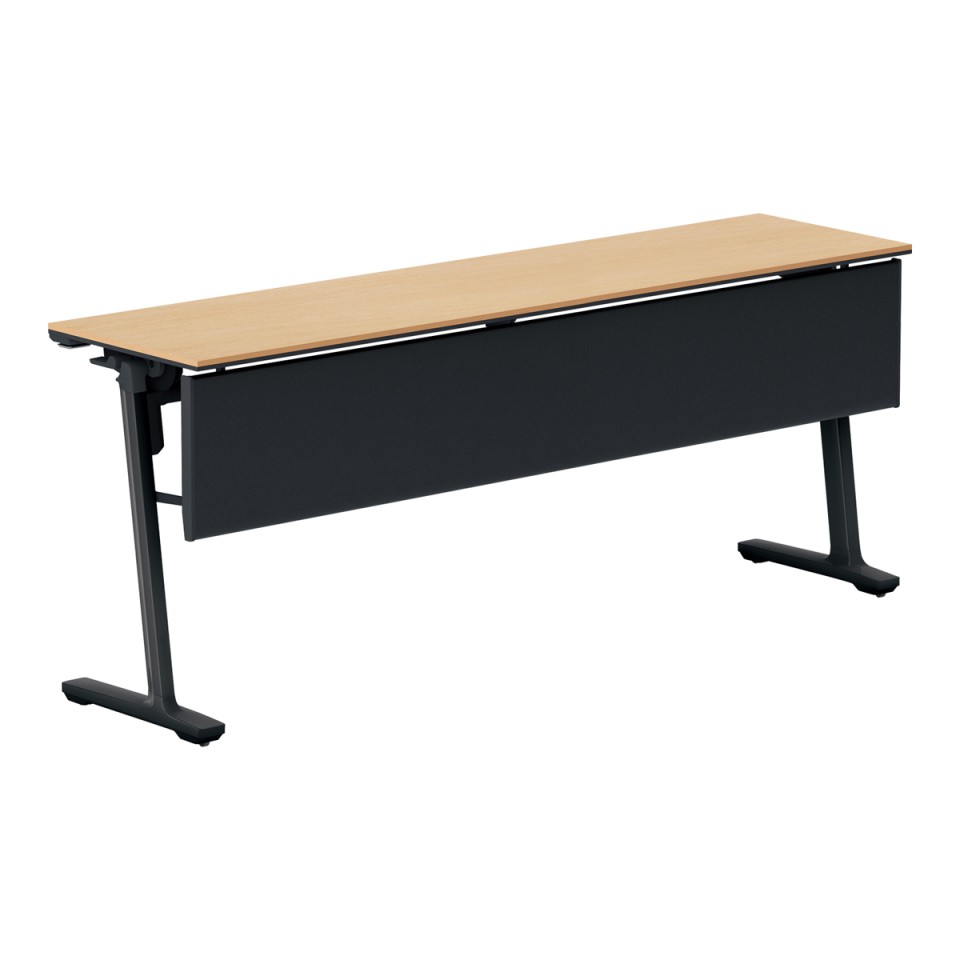 コクヨ ミーティングテーブル 完成日 組立不要 カーム フラップテーブル(樹脂パネル付タイプ) 連動ロック・天板フラップ式 棚付 脚カラー:ブラック KT-PJS1400E6CMT1NN