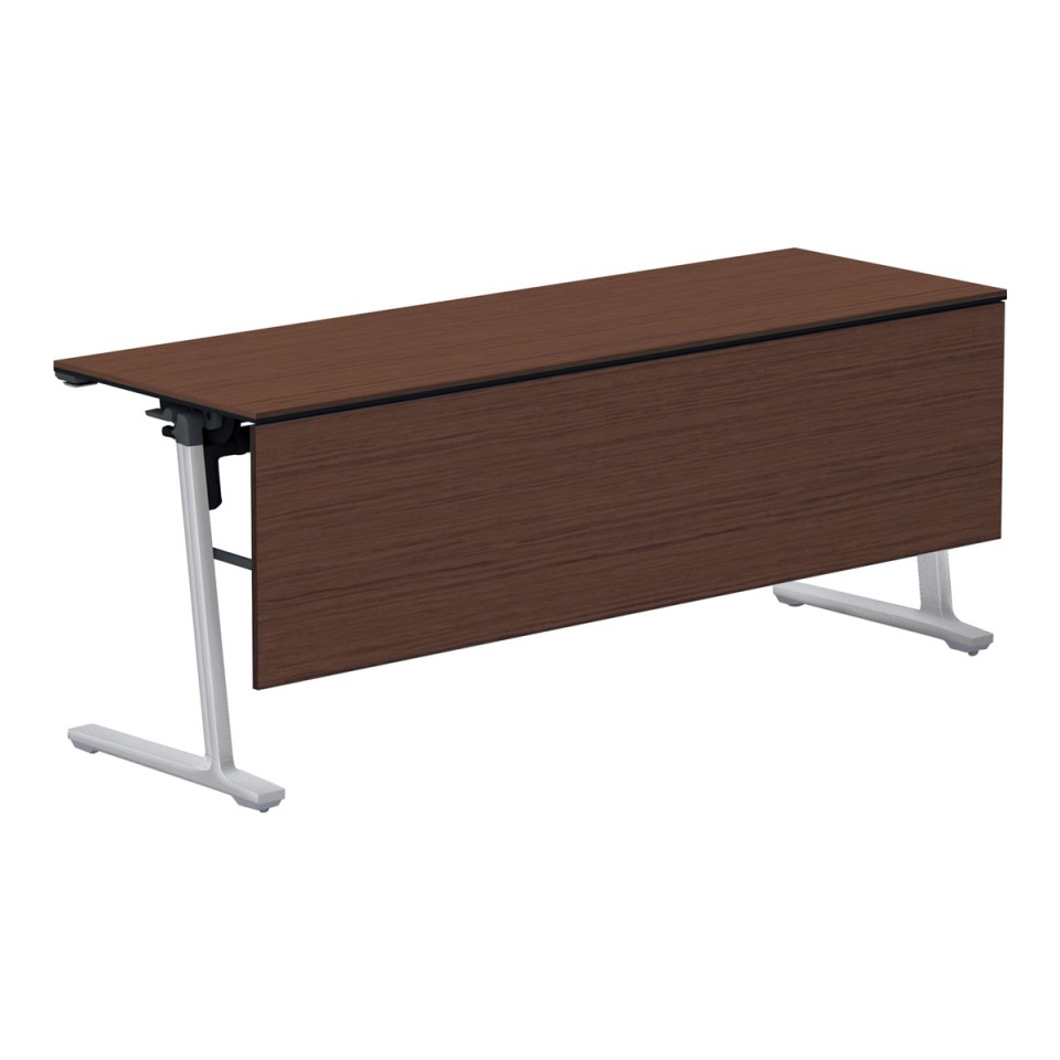 コクヨ ミーティングテーブル 完成日 組立不要 カーム フラップテーブル(木パネル・直線タイプ) 連動ロック・天板フラップ式 棚付き・電源コンセントなし 脚カラー:フラットシルバー KT-PWS1401P81MV5NN