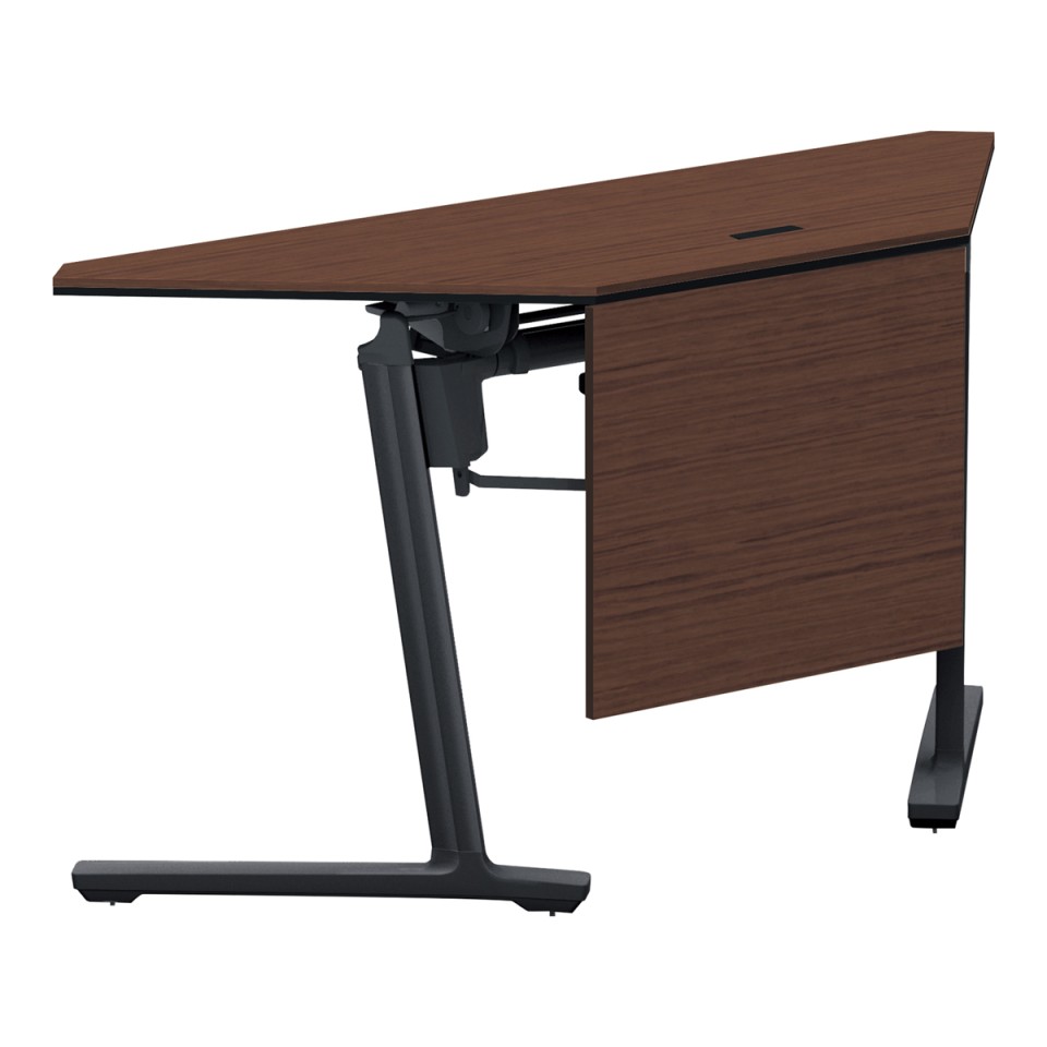 コクヨ ミーティングテーブル 完成日 組立不要 カーム フラップテーブル(木パネル・コーナータイプ) 連動ロック・天板フラップ式 棚付き・電源コンセント付き 脚カラー:ブラック KT-PWSC141DE6CMV5N3