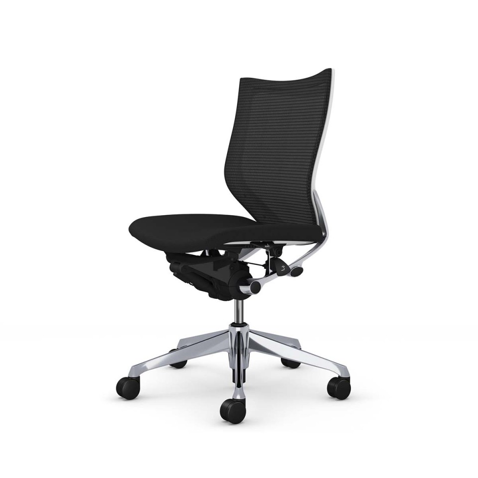 オカムラ オフィスチェア 完成日 組立不要 バロン スタンダードメッシュタイプ ローバック ポリッシュフレーム ボディ(ホワイト) 座(クッション) 肘なし CP33LW-FPC1