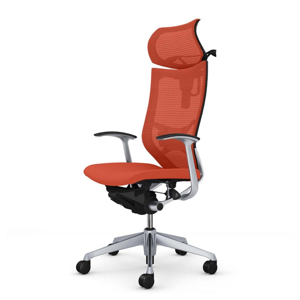 オカムラ オフィスチェア 完成日 組立不要 バロン スタンダードメッシュタイプ エクストラハイバック 可動ヘッドレストタイプ シルバーフレーム ボディ(ブラック) 座(クッション) デザインアーム付 ランバーサポート付 ハンガー付 CP42DS-FPD8