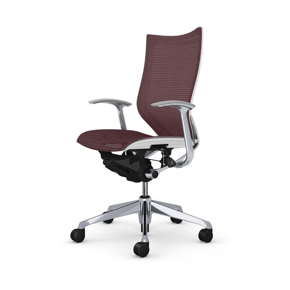 オカムラ オフィスチェア 完成日 組立不要 バロン スタンダードメッシュタイプ ハイバック ポリッシュフレーム ボディ(ホワイト) 座(メッシュ) デザインアーム付 CP45AW-FPG8