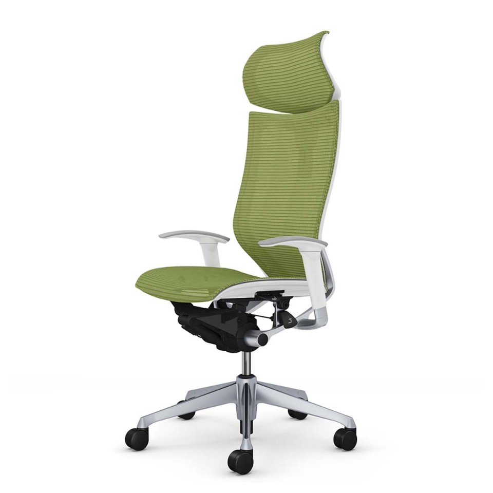 オカムラ オフィスチェア 完成日 組立不要 バロン スタンダードメッシュタイプ エクストラハイバック 可動ヘッドレストタイプ シルバーフレーム ボディ(ホワイト) 座(メッシュ) アジャストアーム付 CP81CW-FPG5