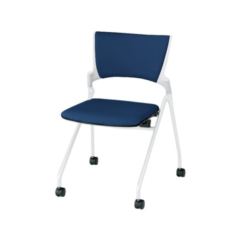 イトーキ ミーティングチェア・多目的チェア 完成日 組立不要 マノス ネスタブルタイプ 肘なし 背パッド付 抗ウイルス布地 ベースカラーWW(背シェル:オフホワイト フレーム:ホワイト) KLD-320PV-WWB2