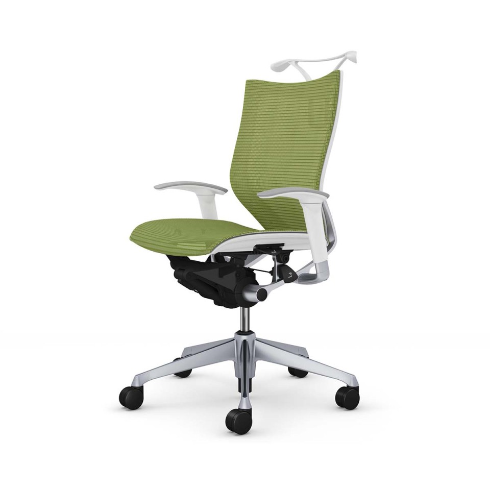 オカムラ オフィスチェア 完成日 組立不要 バロン スタンダードメッシュタイプ ローバック シルバーフレーム ボディ(ホワイト) 座(メッシュ) アジャストアーム付 ハンガー付 CP84MW-FPG5