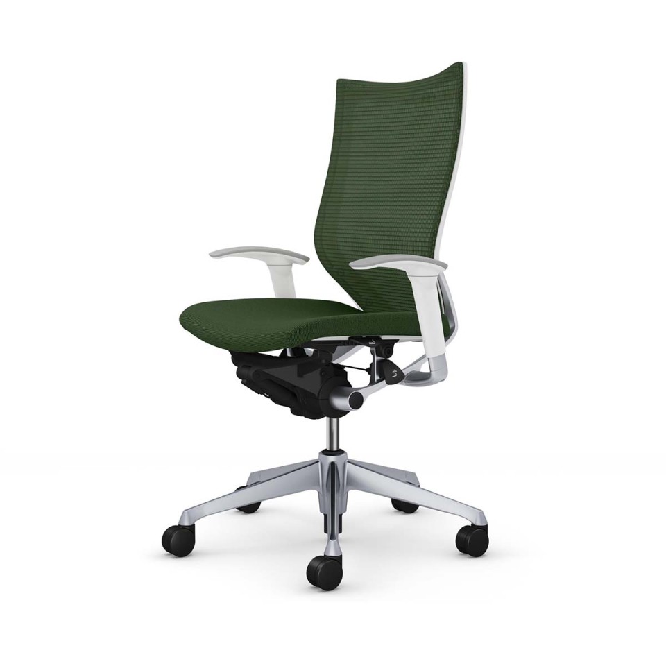 オカムラ オフィスチェア 完成日 組立不要 バロン スタンダードメッシュタイプ ハイバック シルバーフレーム ボディ(ホワイト) 座(クッション) アジャストアーム付 CP85NW-FPD5