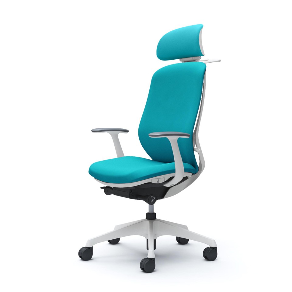 オカムラ オフィスチェア 完成日 組立不要 シルフィー エクストラハイバック 可動ヘッドレスト クッションタイプ デザインアーム付 ホワイトボディ 樹脂脚  ハンガー付 ナイロンキャスター C64HXW-FSG6