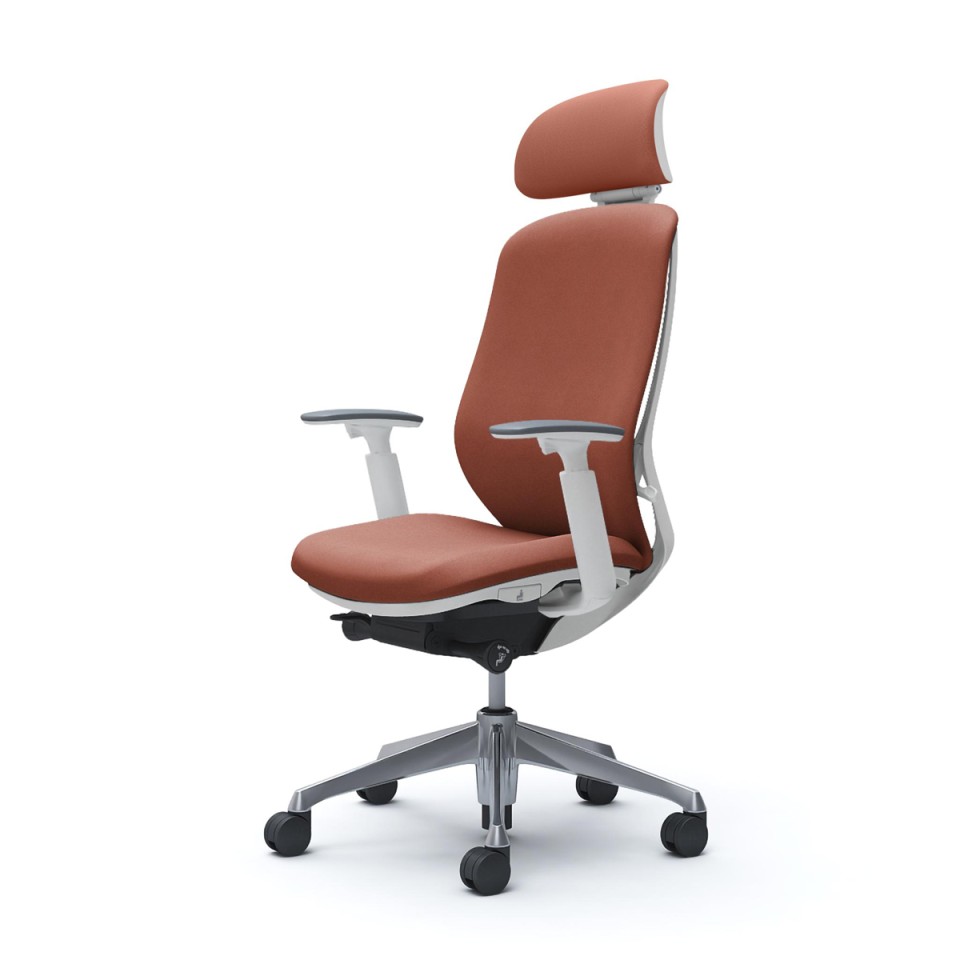 オカムラ オフィスチェア 完成日 組立不要 シルフィー エクストラハイバック 可動ヘッドレスト クッション(インターロック)タイプ アジャストアーム付 ホワイトボディ アルミポリッシュ脚 ナイロンキャスター C68GBW-FXW6