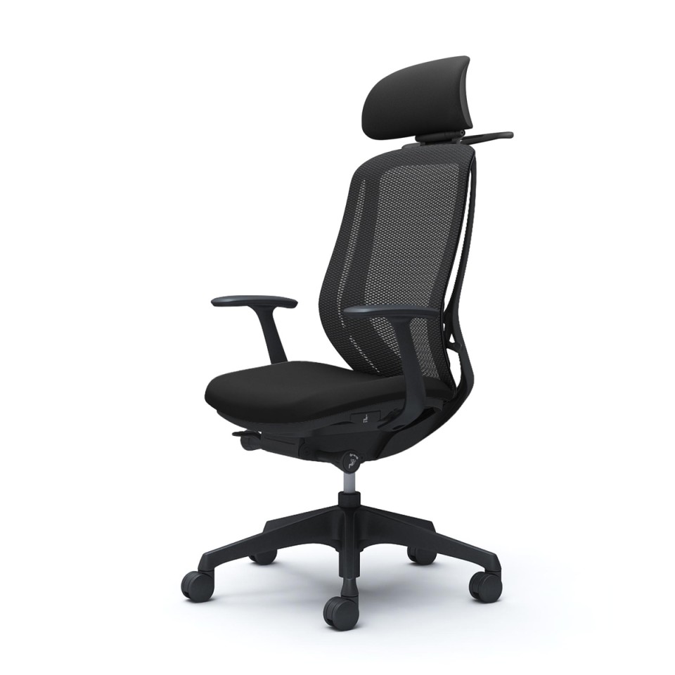 オカムラ オフィスチェア 完成日 組立不要 シルフィー エクストラハイバック 可動ヘッドレスト メッシュタイプ デザインアーム付 ブラックボディ 樹脂脚 ハンガー付 ウレタンキャスター C64FZR-FMP1