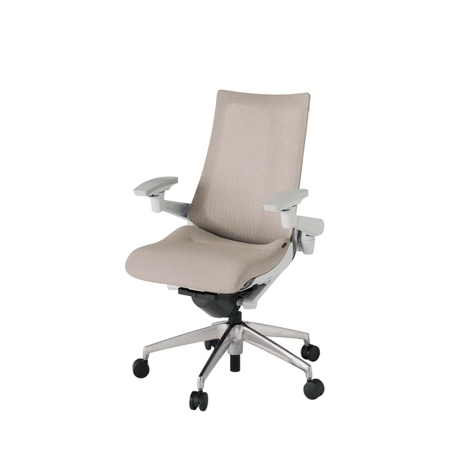 イトーキ オフィスチェア 完成日 組立不要 アクトツー メッシュバック テクスチャード張地 アルミミラー脚 抵抗付ウレタン双輪キャスター ペルヴィス&ランバーサポートなし ハンガーなし アジャスタブル肘 KJ-477JEM-ZNF6