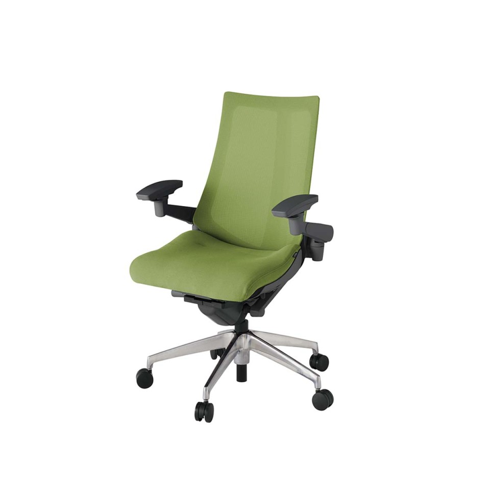 イトーキ オフィスチェア 完成日 組立不要 アクトツー メッシュバック プレーン張地 アルミミラー脚 抵抗付ウレタン双輪キャスター ペルヴィス&ランバーサポートなし ハンガーなし アジャスタブル肘 KJ-477JVM-ZDQ7