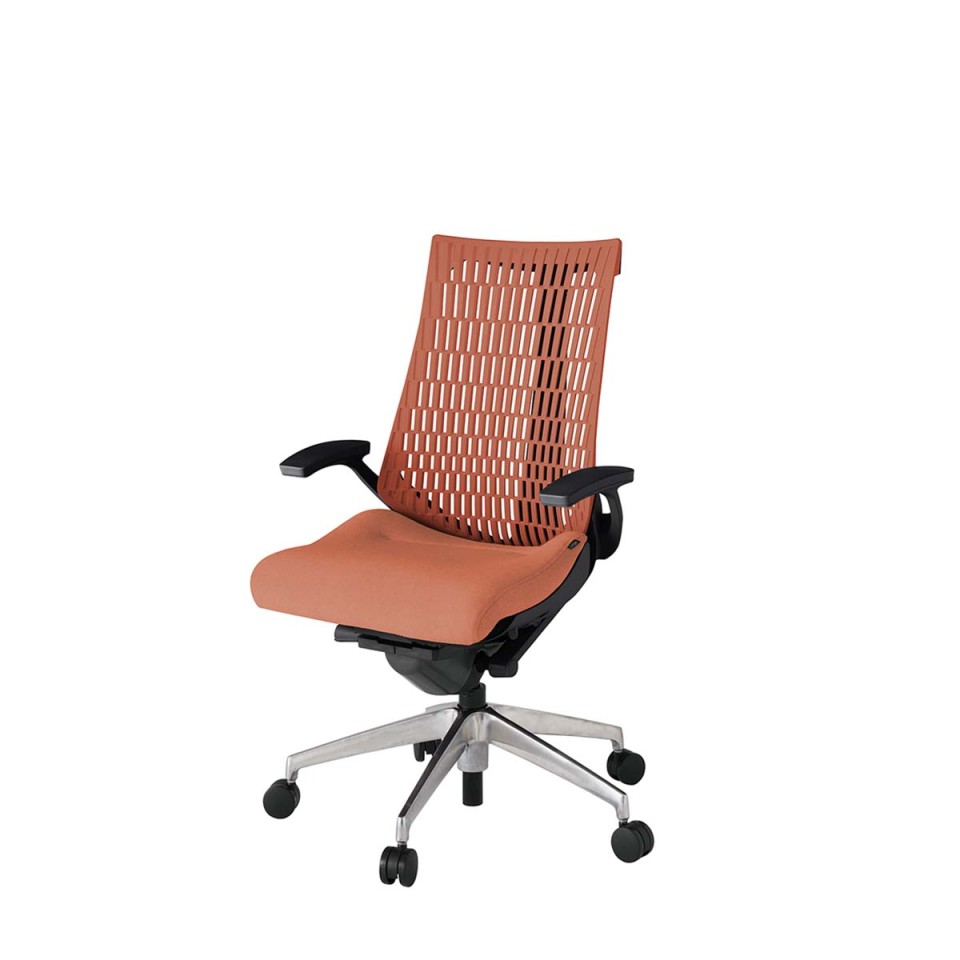 イトーキ オフィスチェア 完成日 組立不要 アクトツー エラストマーバック テクスチャード張地 アルミミラー脚 抵抗付ウレタン双輪キャスター ペルヴィス&ランバーサポートなし ハンガーなし T型肘 KJ445SA-MZTD4D4