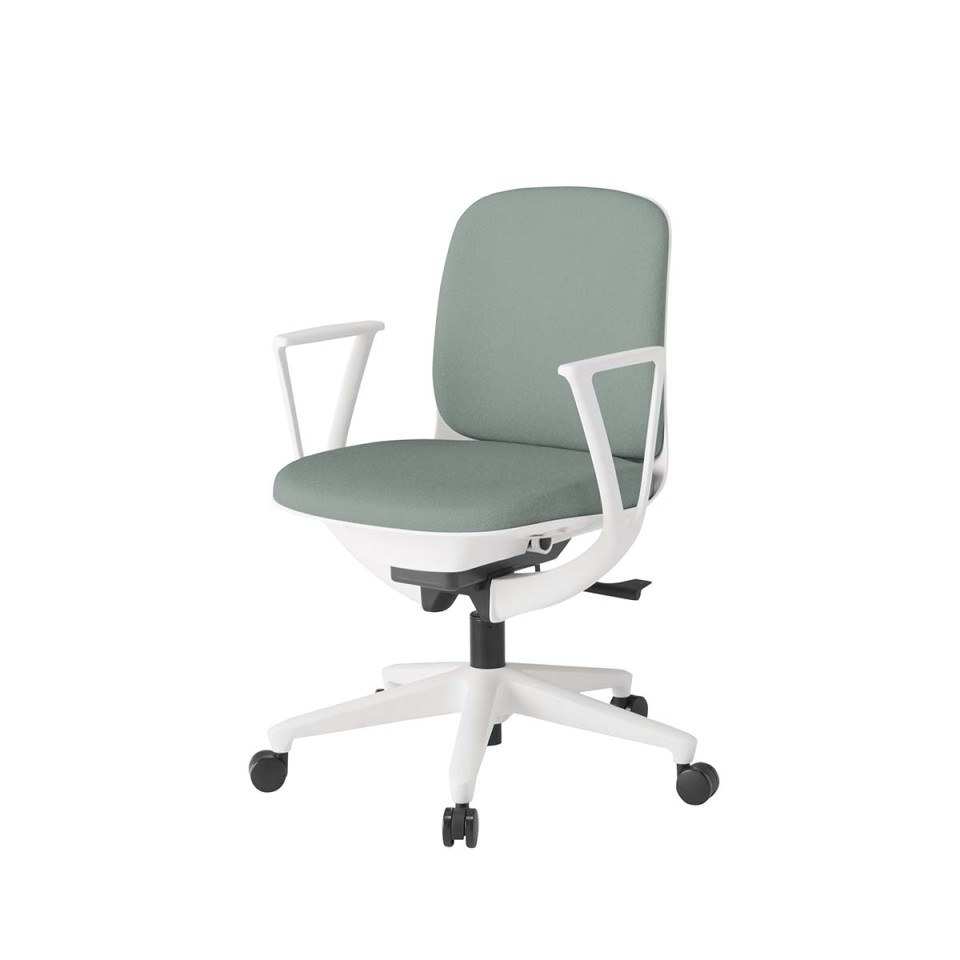 イトーキ オフィスチェア 完成日 組立不要 トルテUチェア スタンダードカラータイプ ローバック ループ肘付 再生布地張り ナイロン双輪キャスター KJ-326CF-W9E3