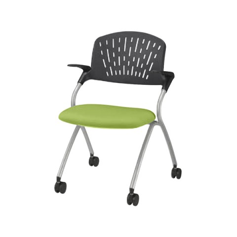 ライオン ミーティングチェア・多目的チェア 完成日 組立不要 サテラ 背ヌードタイプ(ブラックシェル) 肘付 No.1901F 347-10