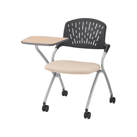 ライオン ミーティングチェア・多目的チェア 完成日 組立不要 サテラ 背ヌードタイプ(ブラックシェル) メモ台付 No.1902F 347-14
