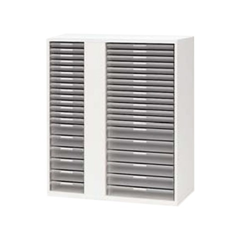 ナイキ オフィスキャビネット・収納家具 完成日 組立不要 CW トレー書庫 下置用 W900mm コンビ型 A3/A4用(2列浅型14段・深型6段) CW-0911A3A4C-W