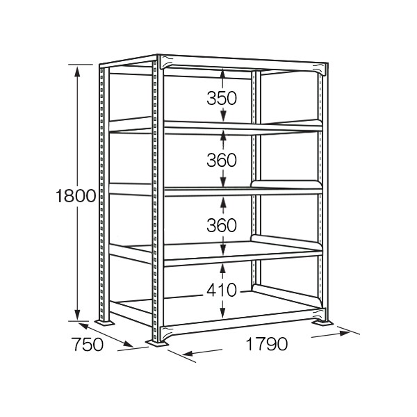 サカエ サカエラック(100KG/段・高さ1800MM・5段タイプ) STN3-1518W (171115)