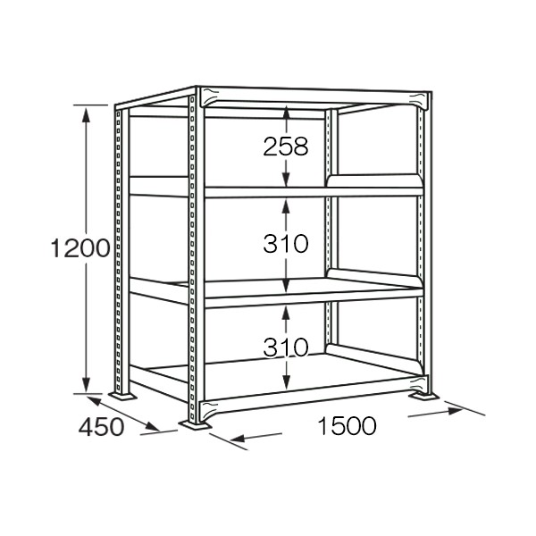 サカエ 中量棚C型(500kg 段・単体・高さ2100mm・6段タイプ) C2566 - 1