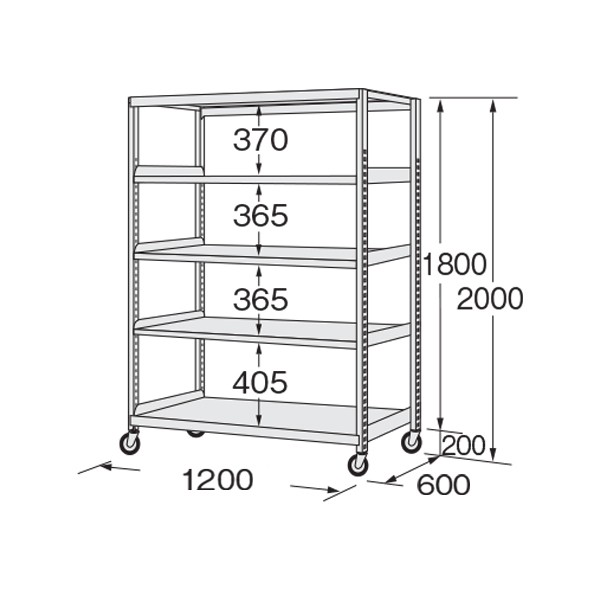 サカエ 中量キャスターラックGKR型(ウレタン車・自在2、固定2コ) GKR-8553GUK (209729)