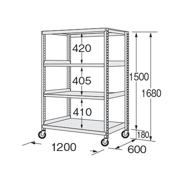中量キャスターラックＧＫＲ型（ウレタン車・４輪自在タイプ） GKR-9724WUJ 中量キャスターラックGKR型(ウレタン車・4輪自在タイプ) GKR-8164WUJ
